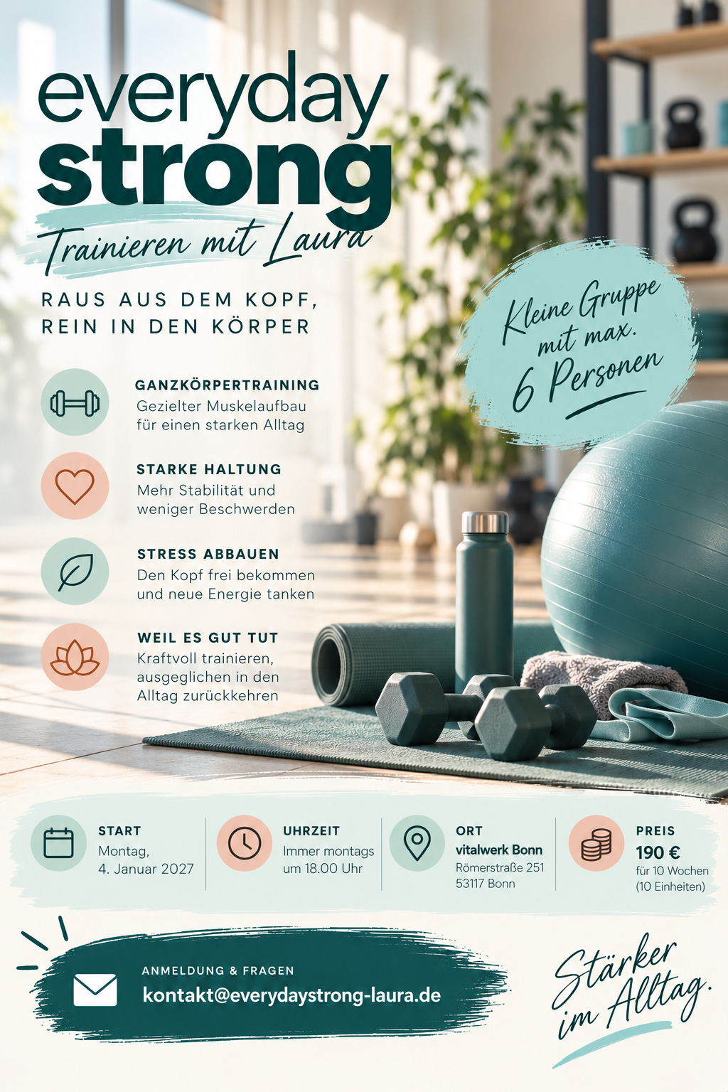 Everyday Strong – Trainieren mit Laura. Fitnesskurs in Bonn.